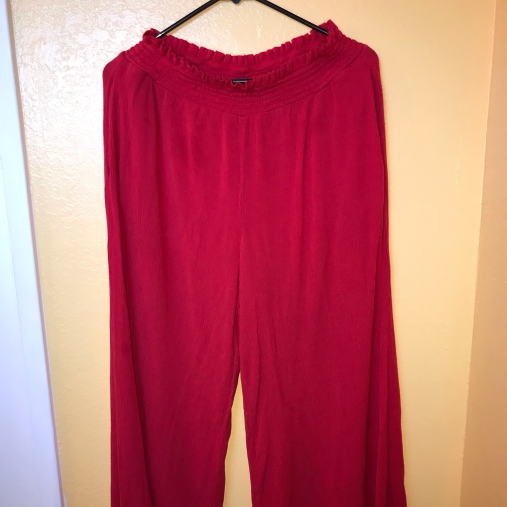 Red flowing pants